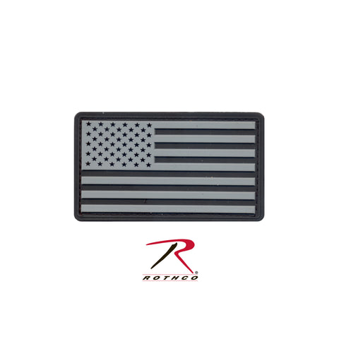 U.S. Flag Black and Silver PVC Patch with Hook Backing  $6.00